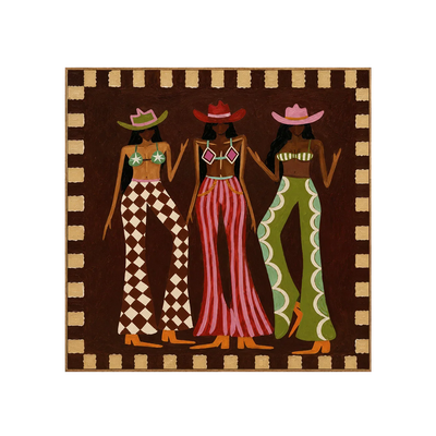 Three Hat Figures in Patterned Trousers Wall Art | Olyrel