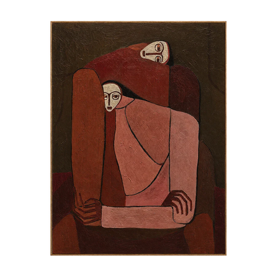 Interlocking Figures in Terracotta and Rose Wall Art | Olyrel