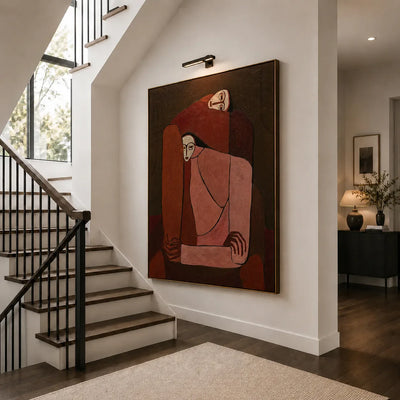 Interlocking Figures in Terracotta and Rose Wall Art styled interior scene 2 | Olyrel