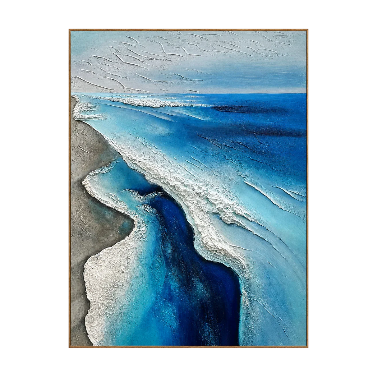 Winding Blue Surf Along a Silver-Gray Shore Wall Art | Olyrel