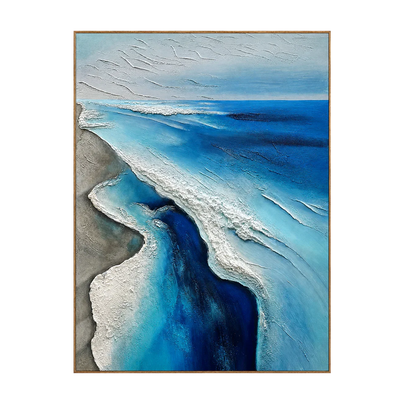 Winding Blue Surf Along a Silver-Gray Shore Wall Art | Olyrel