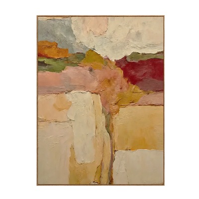 Ochre and Burgundy Layers Through a Cream Field Wall Art | Olyrel