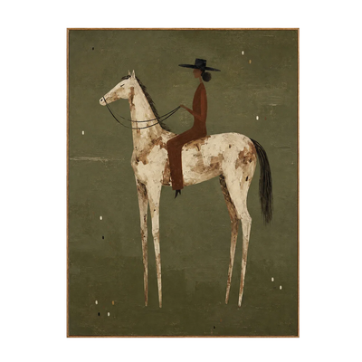 Dark-Hatted Rider on a Cream Dappled Horse Wall Art | Olyrel