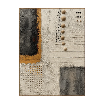 Charcoal Panels and Raised Dots on Ivory Wall Art | Olyrel