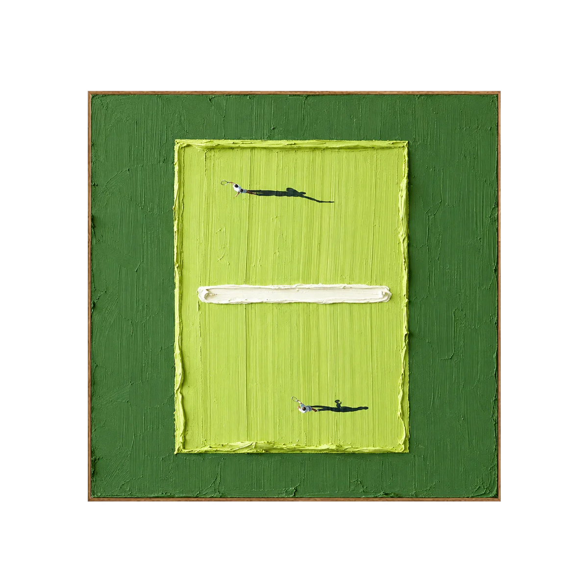 Tiny Tennis Players on a Lime-Green Court Wall Art | Olyrel