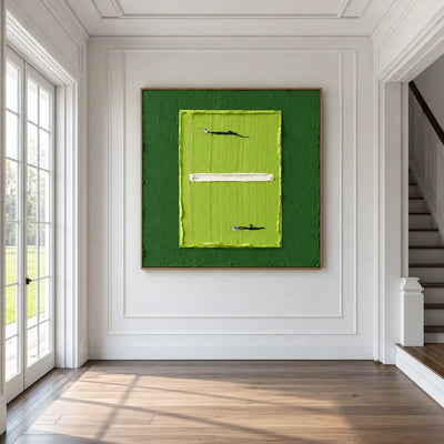 Tiny Tennis Players on a Lime-Green Court Wall Art styled interior scene 4 | Olyrel