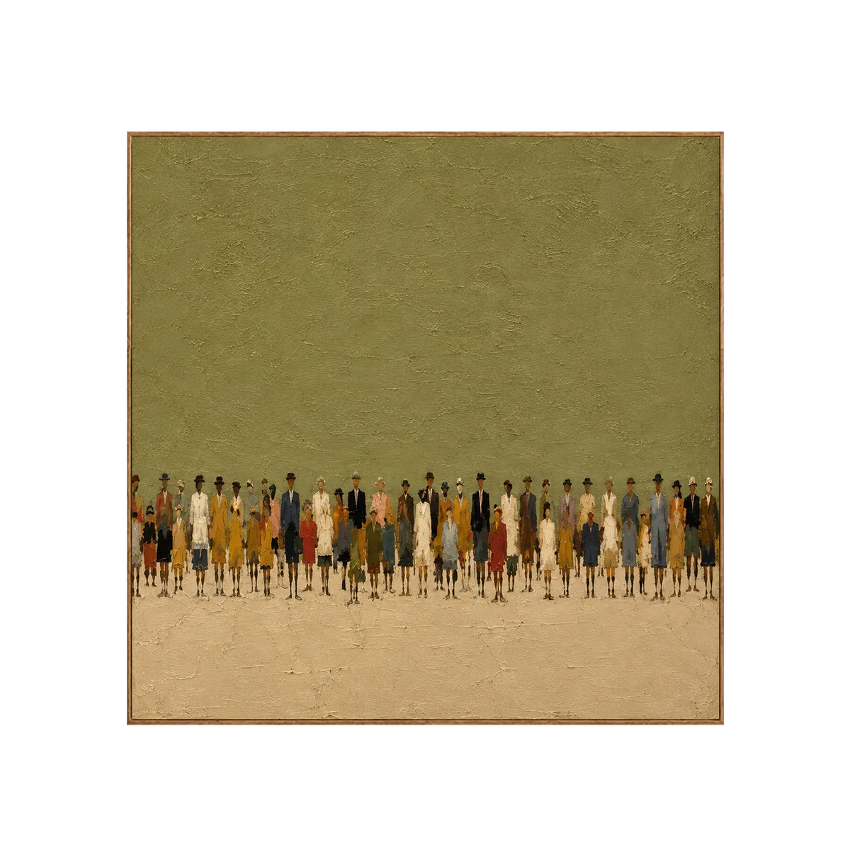 Colorful Crowd Beneath an Open Olive Field Wall Art | Olyrel