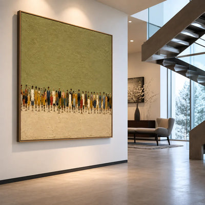 Colorful Crowd Beneath an Open Olive Field Wall Art styled interior scene 2 | Olyrel