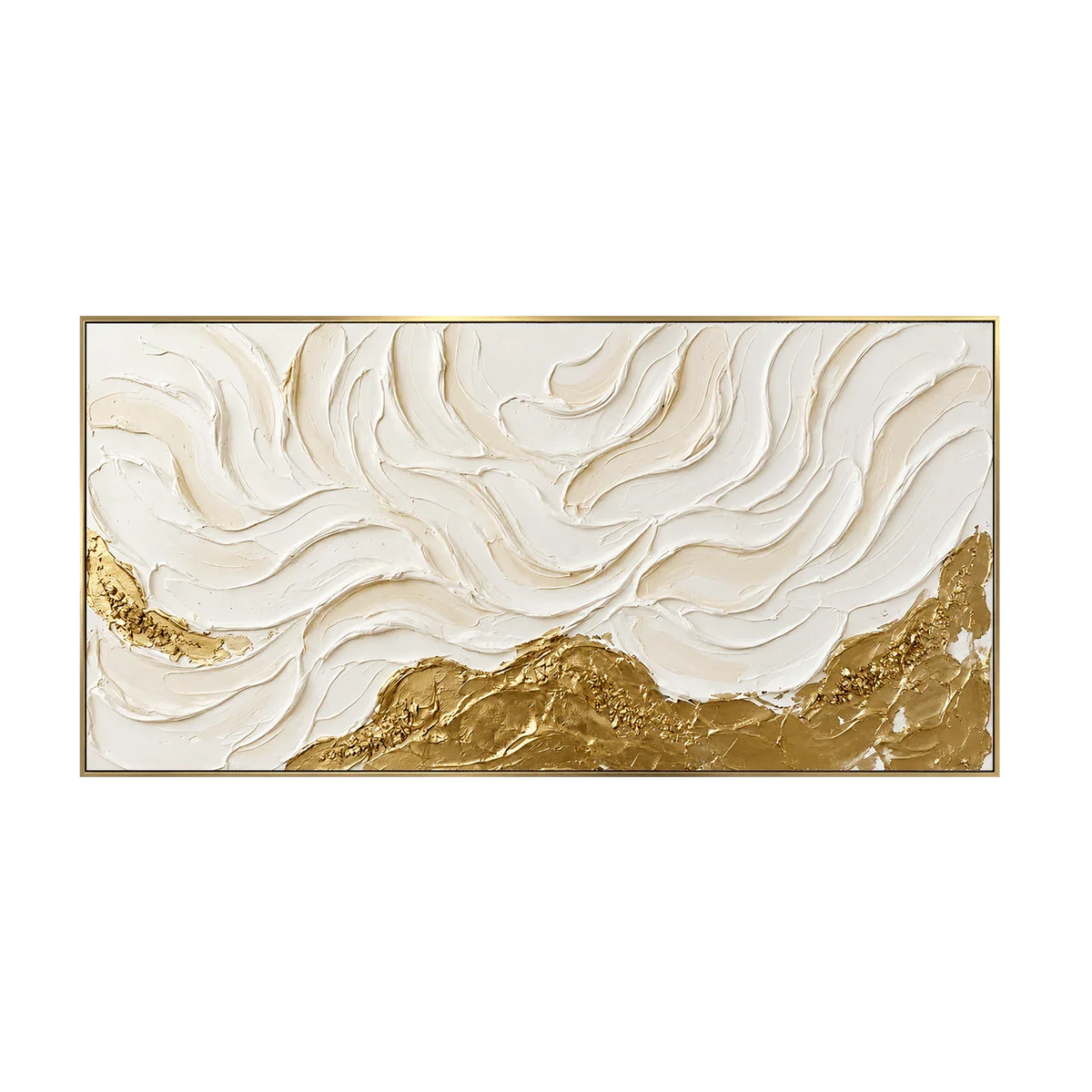 Ivory Flowing Ridges Above Golden Peaks Wall Art | Olyrel