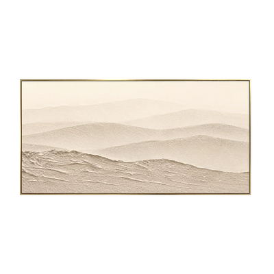 Soft Beige Hills in Layered Panoramic Relief Wall Art | Olyrel