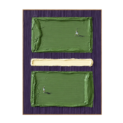 Tiny Tennis Players on Green and Violet Wall Art | Olyrel