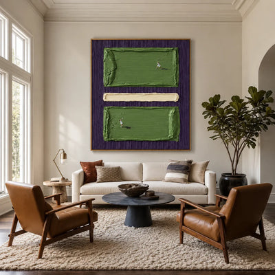 Tiny Tennis Players on Green and Violet Wall Art styled interior scene 5 | Olyrel