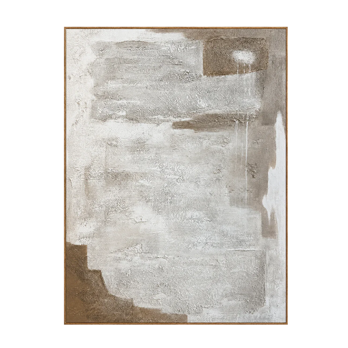 Chalk White Layers over Taupe Abstract Wall Art | Olyrel