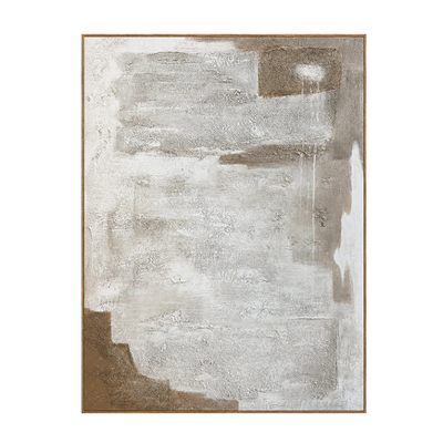 Chalk White Layers over Taupe Abstract Wall Art | Olyrel