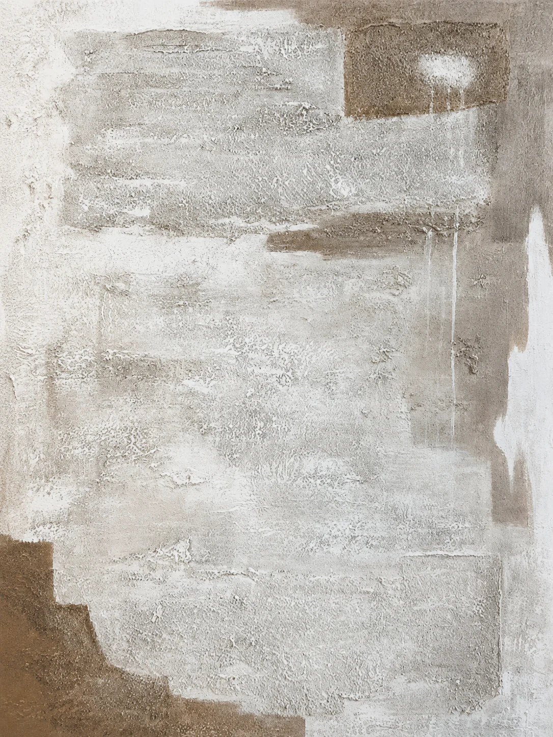Chalk White Layers over Taupe Abstract Wall Art artwork view | Olyrel