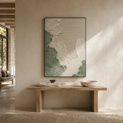 Sage Relief Textured Wall Art styled in a modern living room | Olyrel
