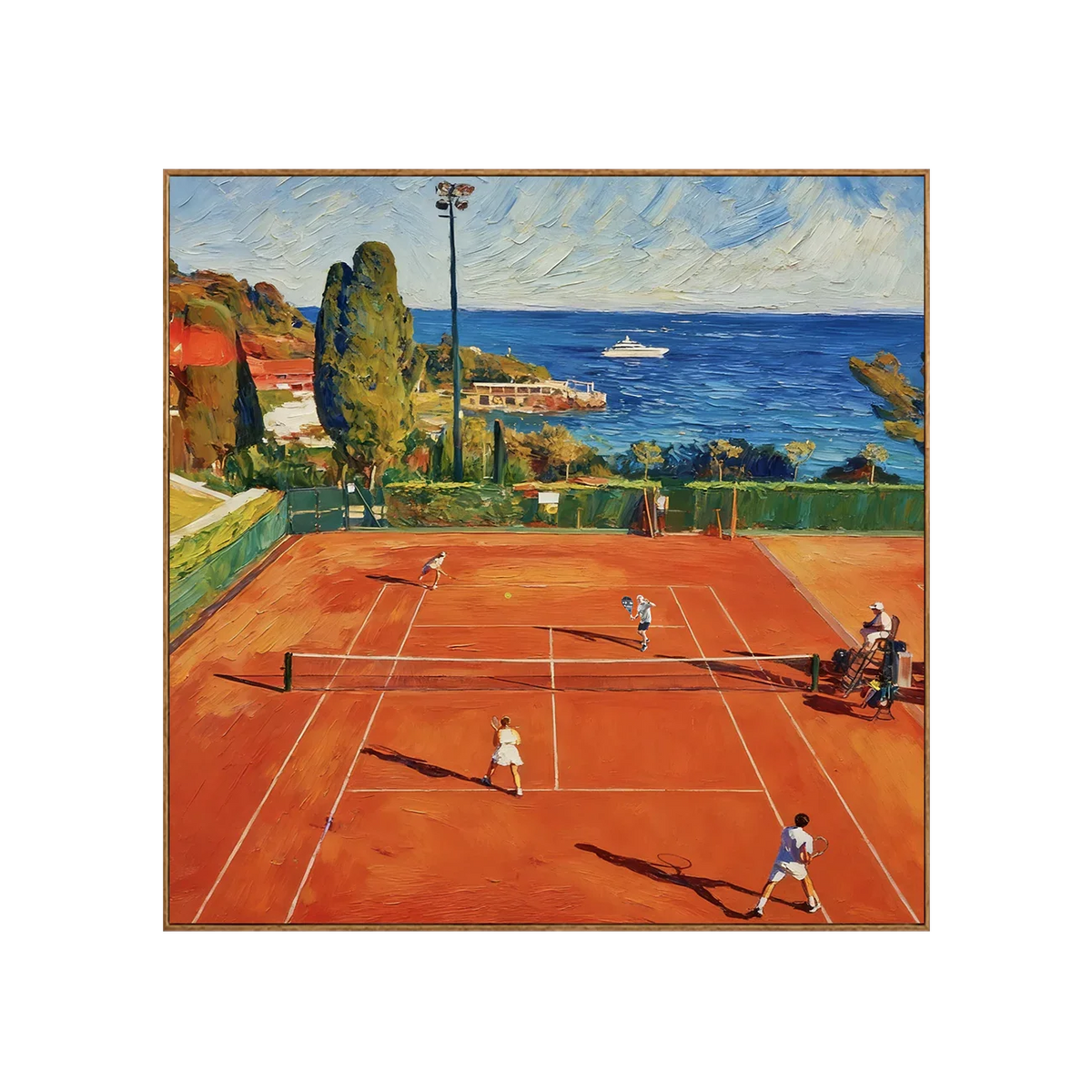Terracotta Tennis Court above a Blue Bay Wall Art | Olyrel