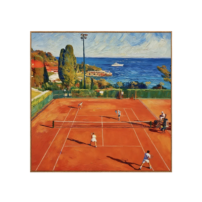 Terracotta Tennis Court above a Blue Bay Wall Art | Olyrel