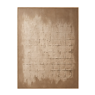 Weathered Sand Grid on Warm Taupe Wall Art | Olyrel
