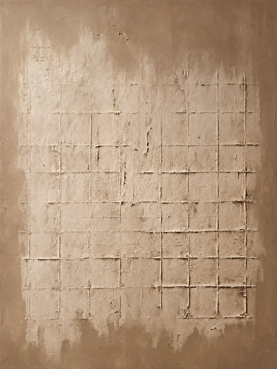 Weathered Sand Grid on Warm Taupe Wall Art artwork view | Olyrel