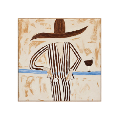 Striped Figure with a Sweeping Hat and Goblet Wall Art | Olyrel
