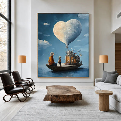 Heart Balloon above a Storybook Boat Wall Art styled interior scene 1 | Olyrel