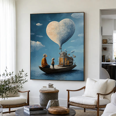 Heart Balloon above a Storybook Boat Wall Art styled interior scene 3 | Olyrel
