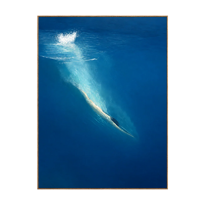 Diver beneath a White Splash in Deep Blue Wall Art | Olyrel