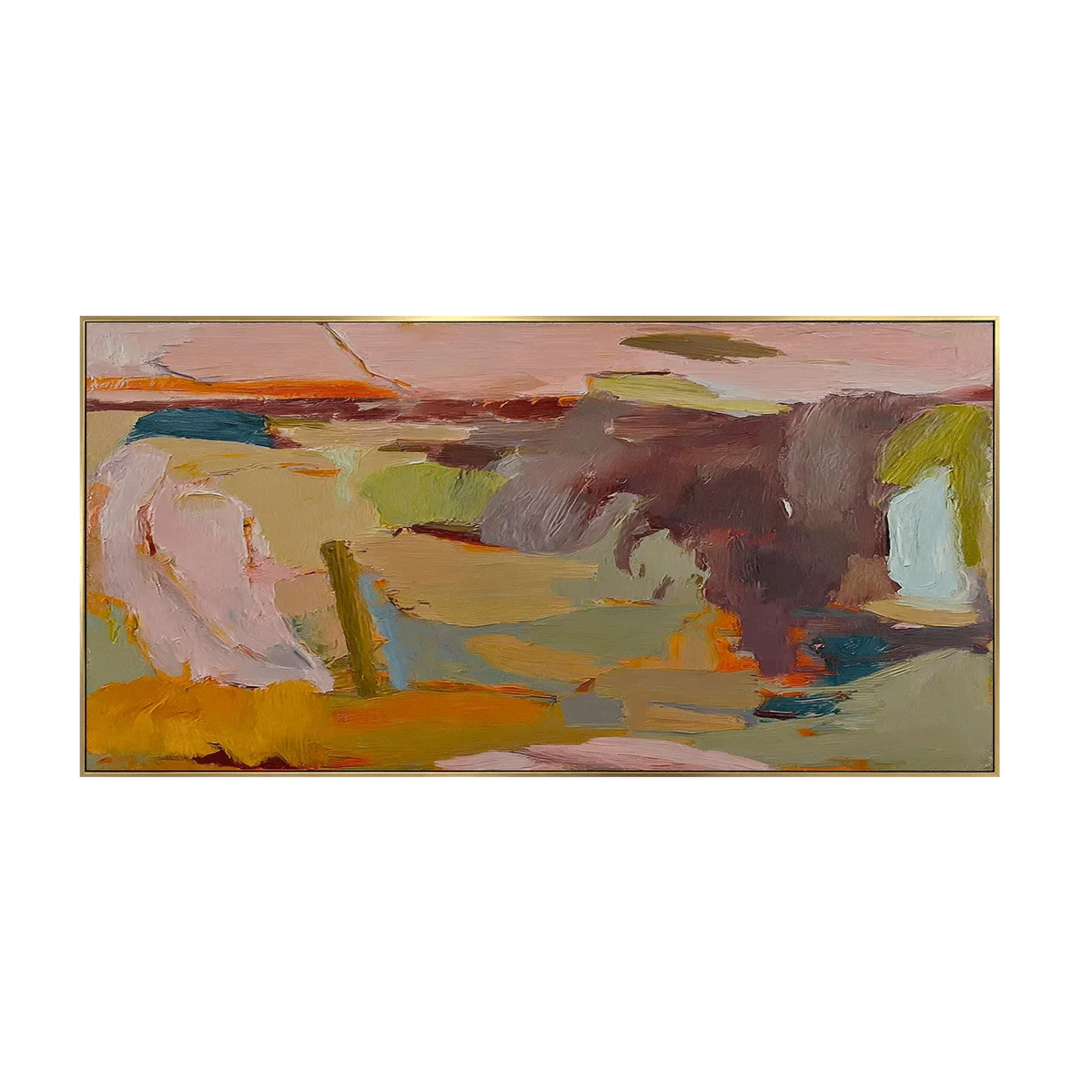 Blush and Ochre Abstract Color Fields Wall Art | Olyrel
