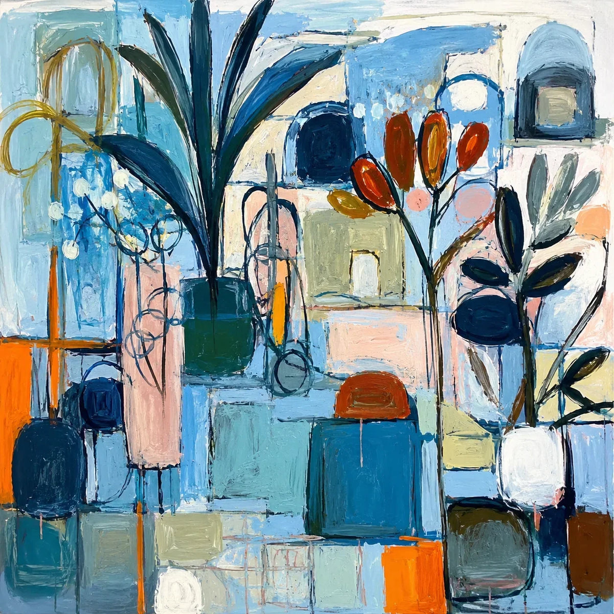 Original artwork view of Blue Atelier Floral Wall Art | Olyrel