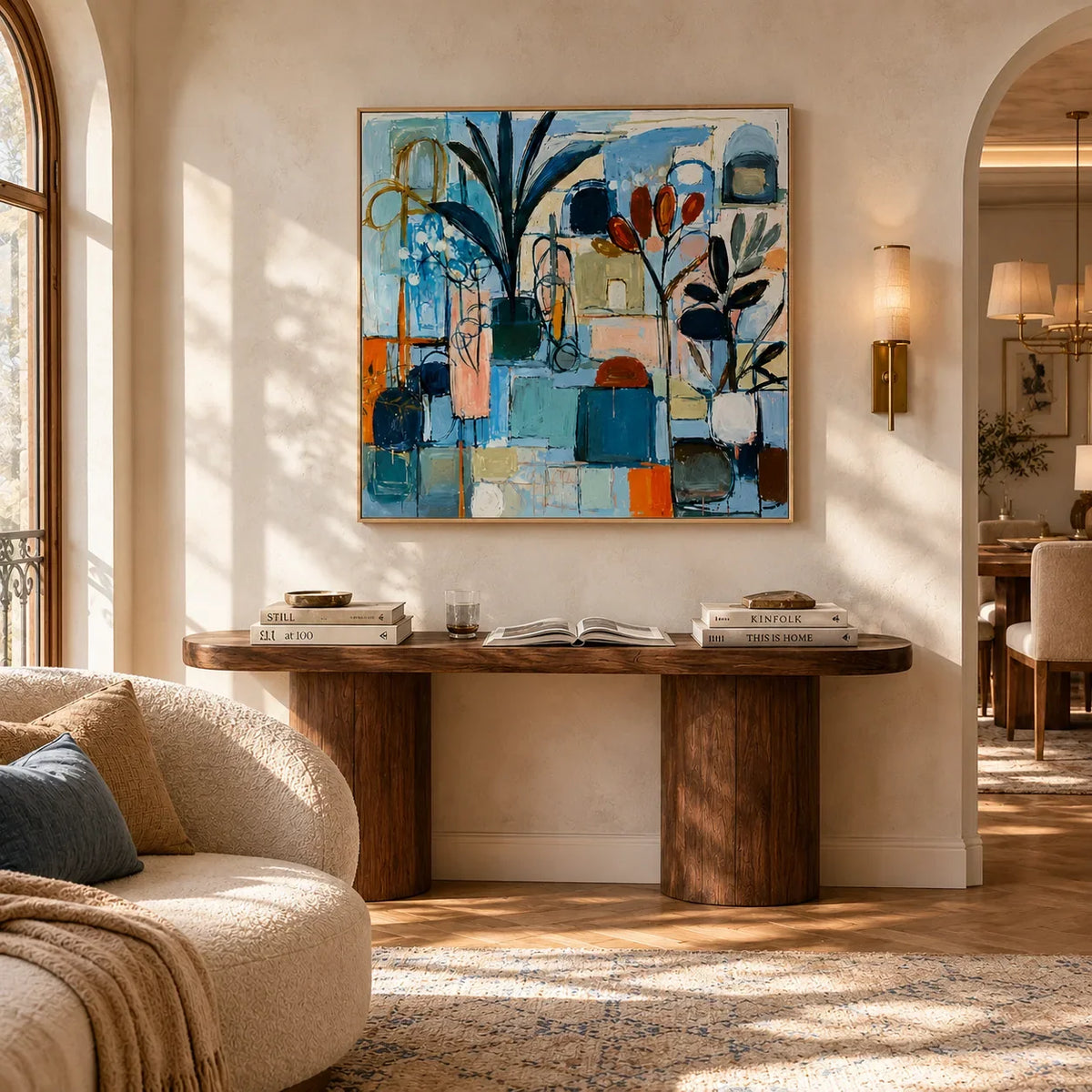 Blue Atelier Floral Wall Art displayed in a collected studio setting | Olyrel