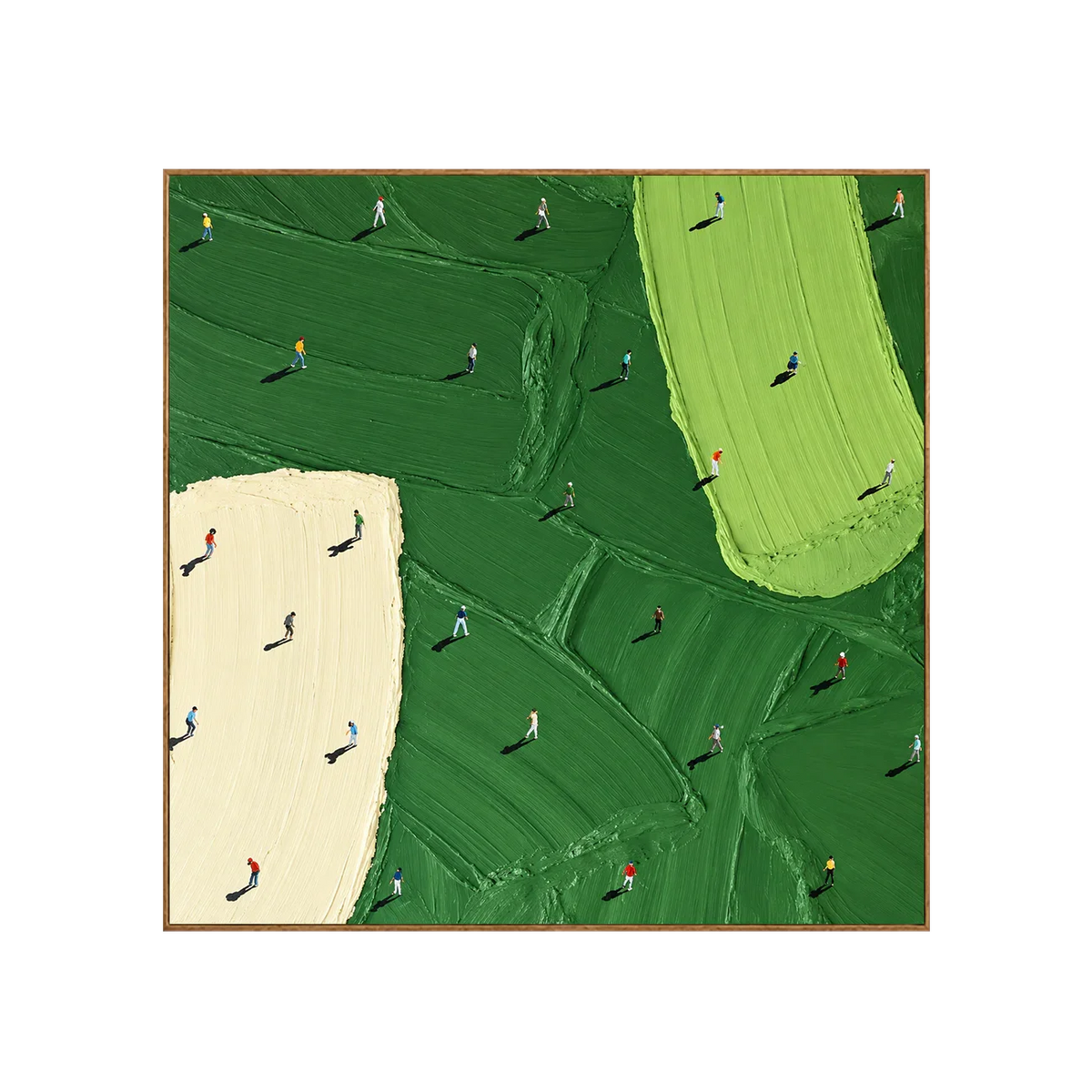 Scattered Golfers across Emerald and Cream Fields Wall Art | Olyrel