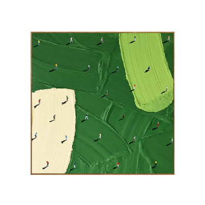 Scattered Golfers across Emerald and Cream Fields Wall Art | Olyrel