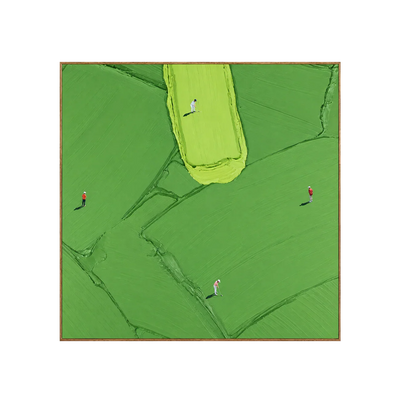 Four Golfers among Broad Green Brushstrokes Wall Art | Olyrel