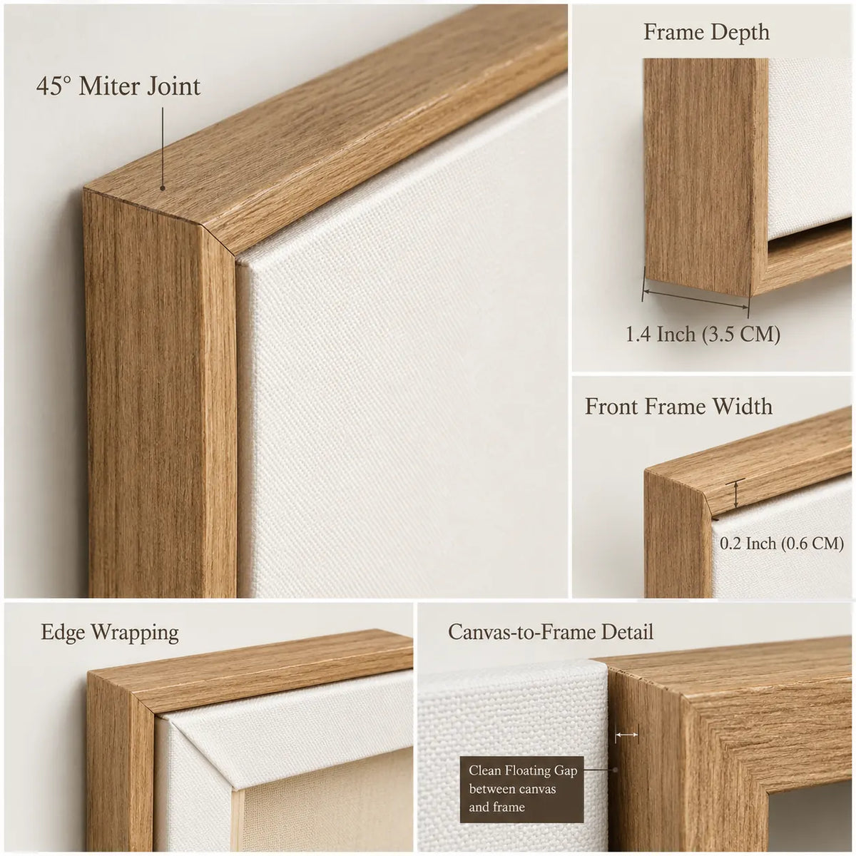 Four Golfers among Broad Green Brushstrokes Wall Art frame construction detail | Olyrel