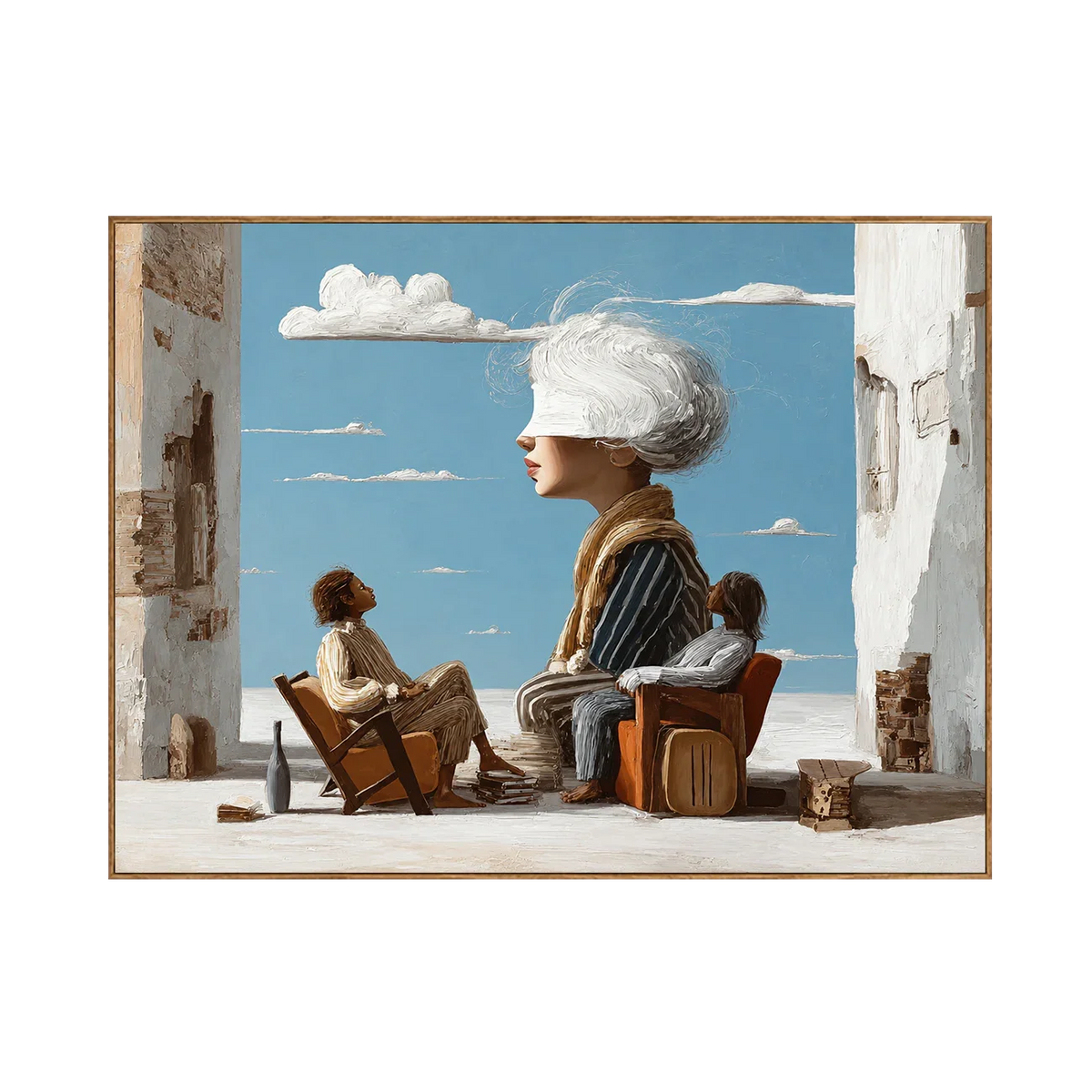 White-Haired Dreamer on a Blue-Sky Terrace Wall Art | Olyrel