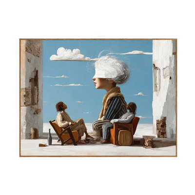 White-Haired Dreamer on a Blue-Sky Terrace Wall Art | Olyrel