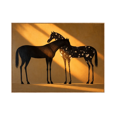 Two Horses in Amber Sunlight Wall Art | Olyrel