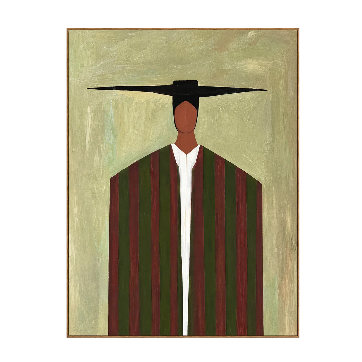 Wide Black Hat and Forest Stripes Portrait Wall Art | Olyrel