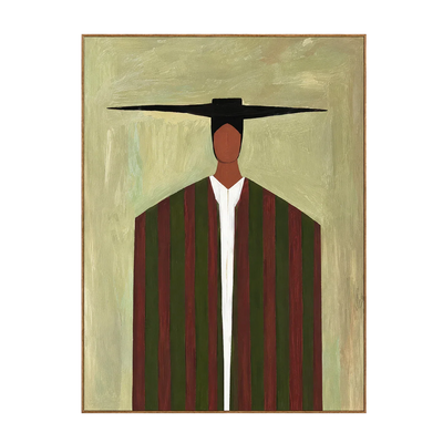 Wide Black Hat and Forest Stripes Portrait Wall Art | Olyrel
