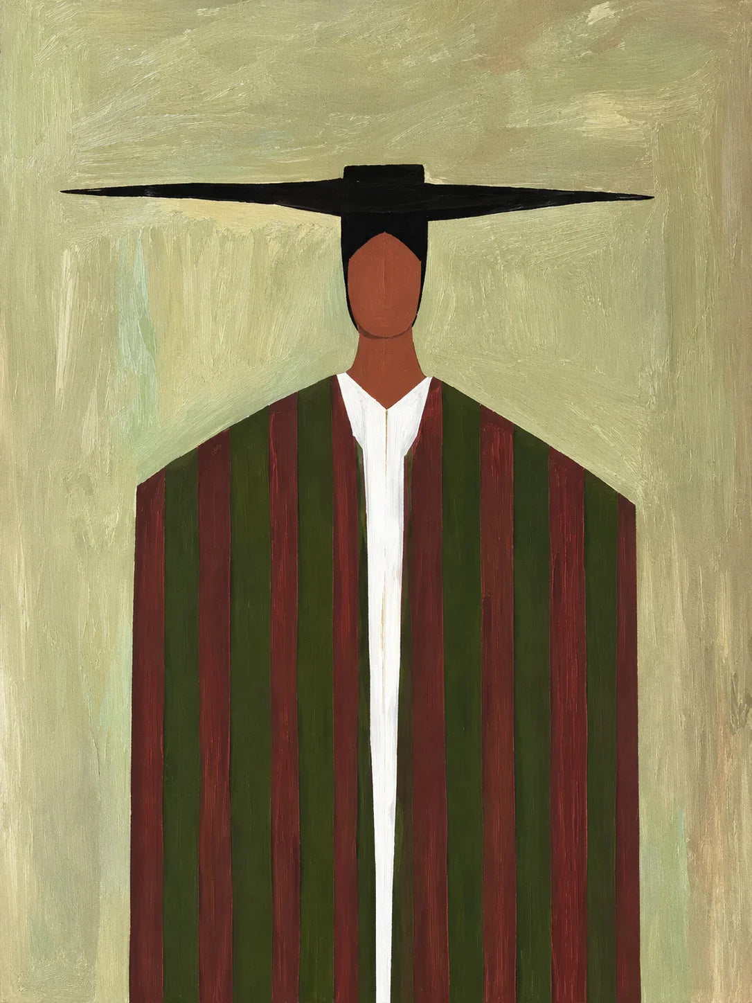 Wide Black Hat and Forest Stripes Portrait Wall Art artwork view | Olyrel
