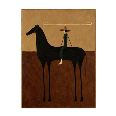 Looping Lasso over a Black Horse Wall Art | Olyrel