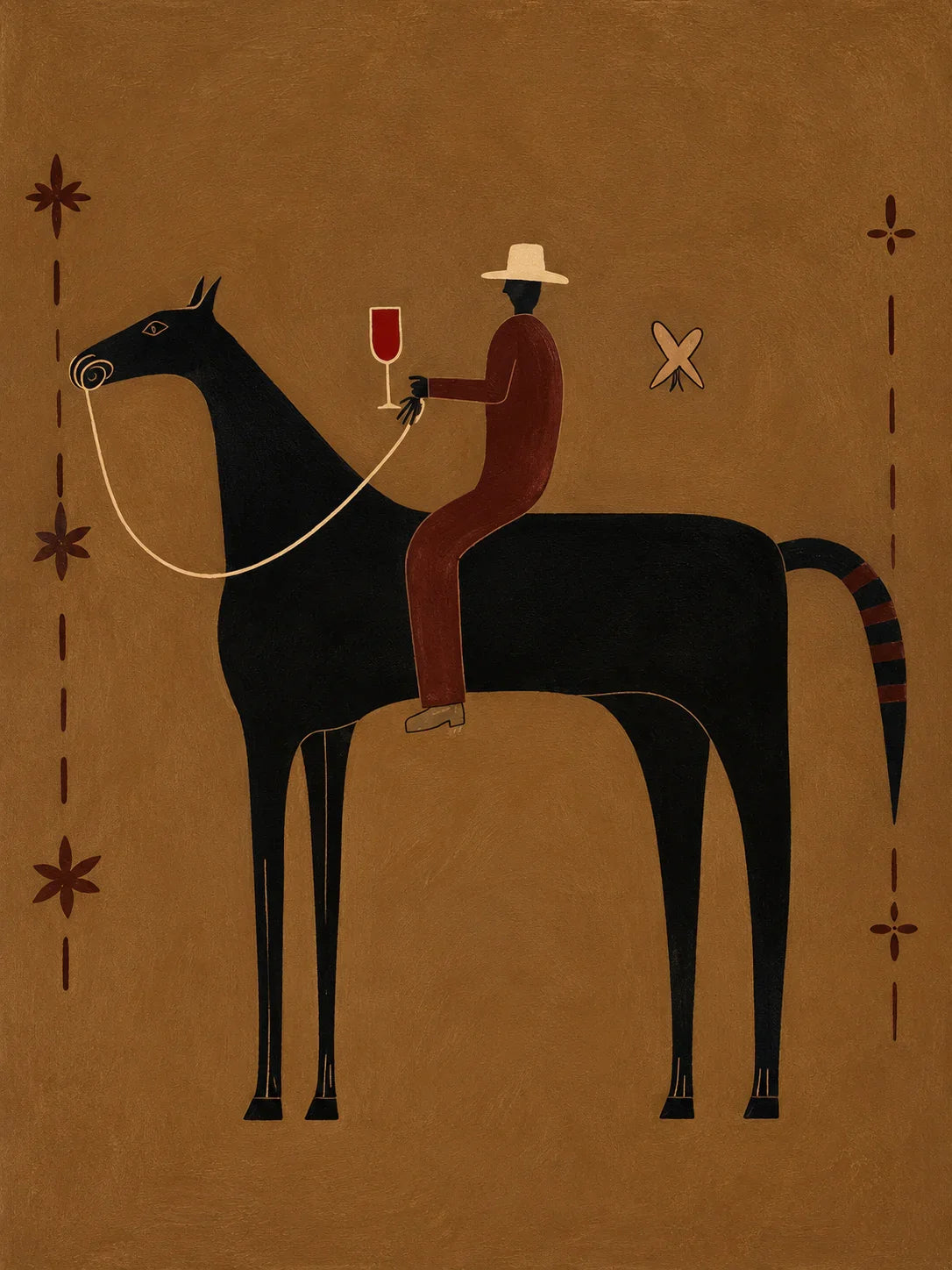 Equestrian Toast beneath a Cream Hat Wall Art artwork view | Olyrel