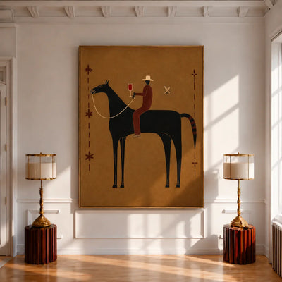 Equestrian Toast beneath a Cream Hat Wall Art styled interior scene 1 | Olyrel