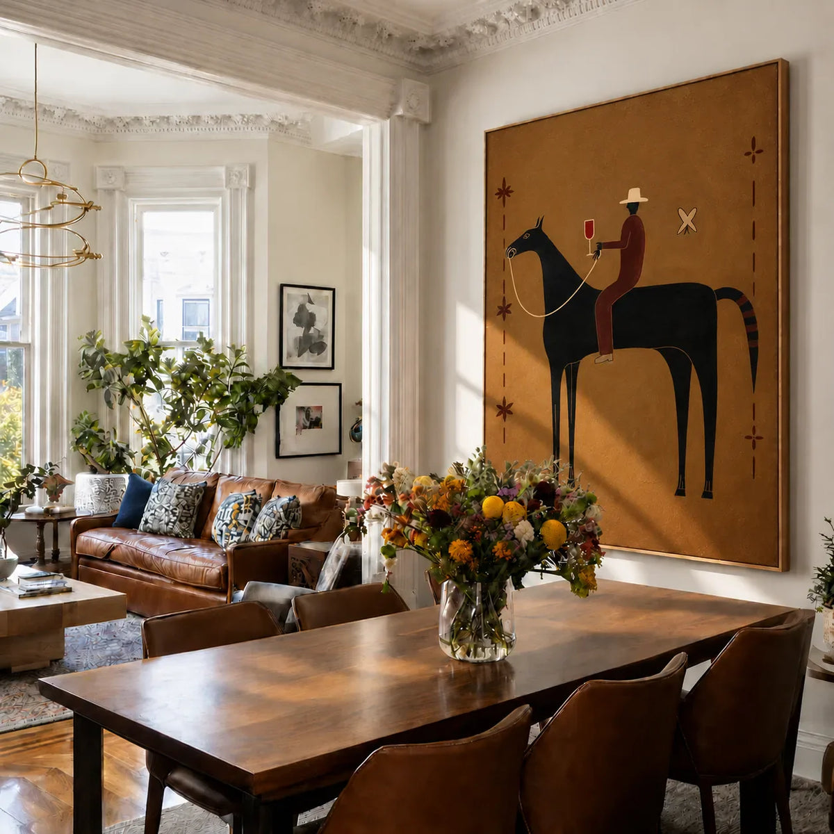 Equestrian Toast beneath a Cream Hat Wall Art styled interior scene 5 | Olyrel