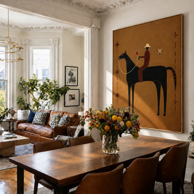 Equestrian Toast beneath a Cream Hat Wall Art styled interior scene 5 | Olyrel