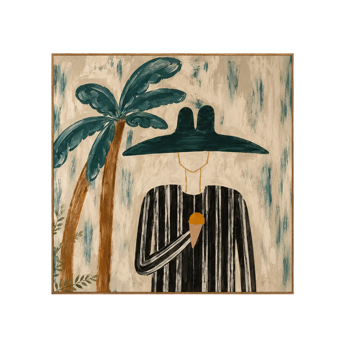 Teal Palm and Striped Ice Cream Portrait Wall Art | Olyrel