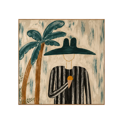 Teal Palm and Striped Ice Cream Portrait Wall Art | Olyrel