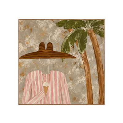 Pink Stripes and Ice Cream beneath a Palm Wall Art | Olyrel