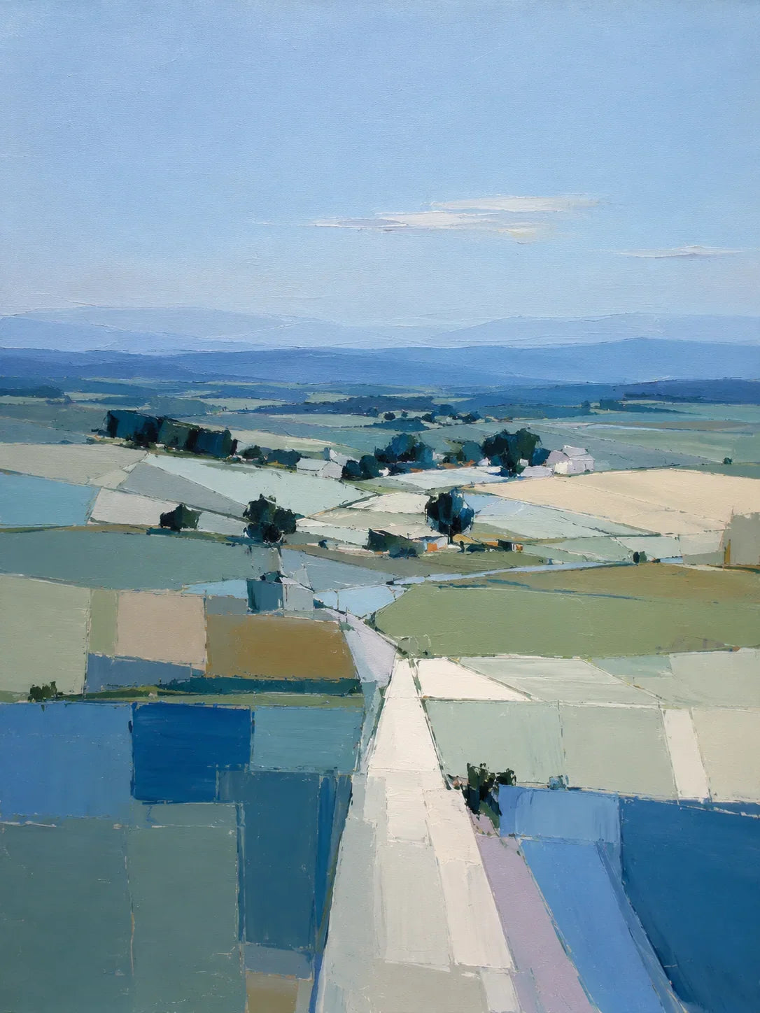 Original artwork view of Blue Fields Landscape Wall Art | Olyrel
